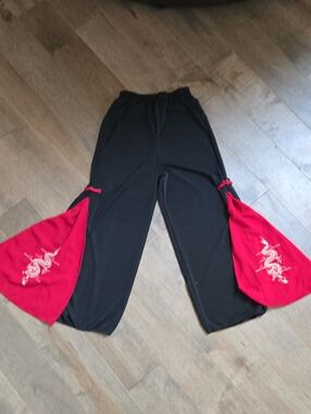 Black and Red Dragon Flare Pants - XS